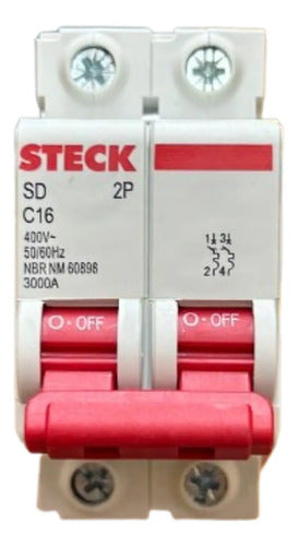 Kit Com 2 Peças: Disjuntor Sdd62c16 2p 16a Curva C 3ka Steck