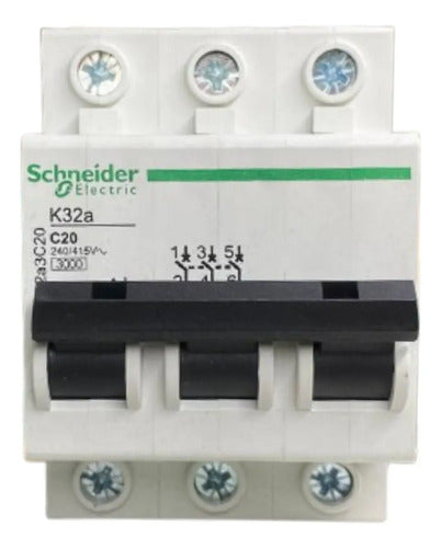 Disjuntor Termomagnetico 3p 20a K32a3c20 Schneider