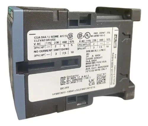 Contator Tripolar 12a 24 Vcc 1na 3rt2017-1bb41 Siemens 24vcc