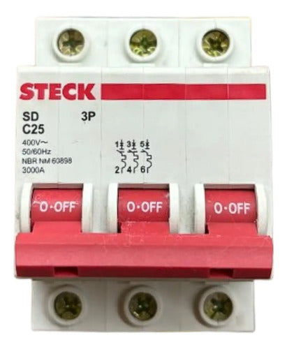 Kit Com 2: Disjuntor Tripolar Sd-63c25 25a Curva C Steck