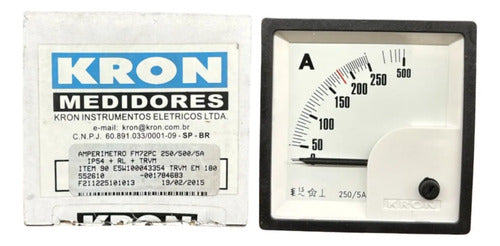 Amperímetro Fm72pc 250/500/5a Travamento Em 180a Ip54 Kron