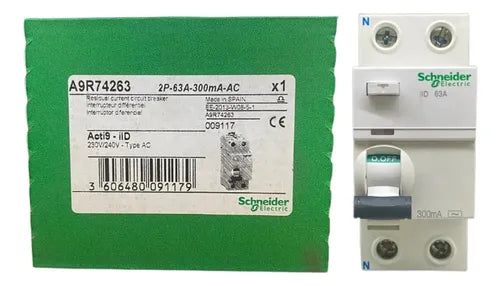 Interruptor Diferencial 2p 63a 230v A9r74263 Schneider