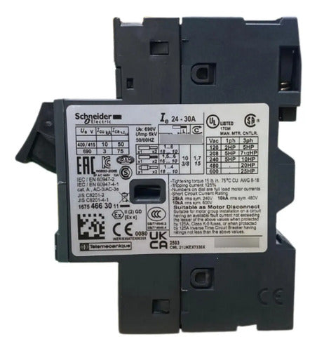 Disjuntor Motor Termomagnético Gv2me32 24-32a Schneider 690v 50/60hz