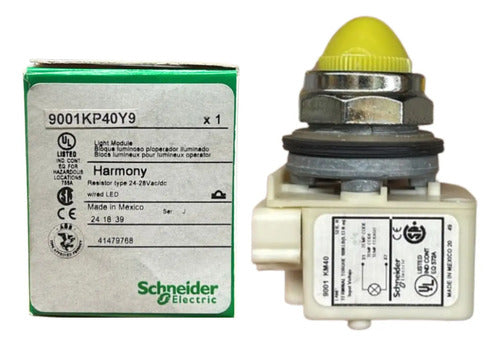 Sinaleiro 30mm Metálico Amarelo P/ Ba9s 9001kp40y9 Schneider Amarelo 6v