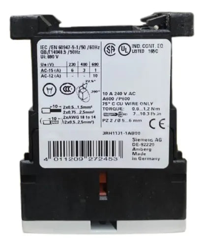 Contator Auxiliar 3rh1131-1ab00 3na+1nf 24v Siemens 24v