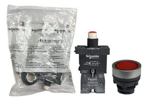 Kit Com 2: Botão Luminoso 1nf 220/230vac Xa2ew34m2 Schneider Vermelho 220vca