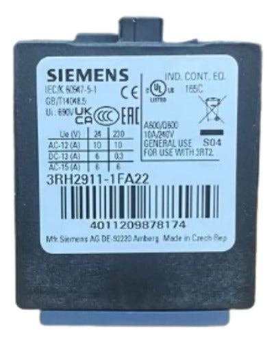 Bloco De Contato Auxiliar 2na+2nf 3rh2911-1fa22 Siemens -