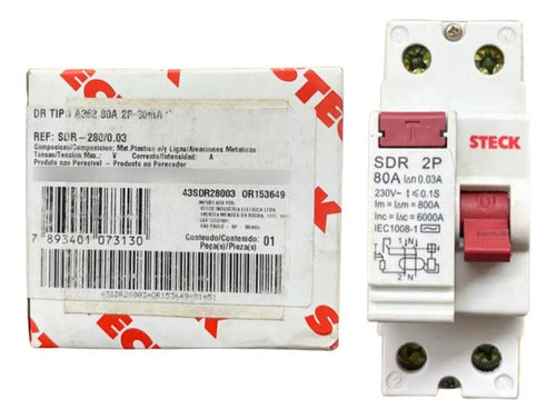 Interruptor Diferencial Sdr280003 2p 80a 30ma Steck