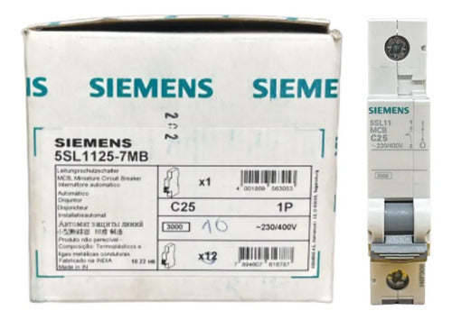 Kit Com 6: Disjuntor 1p 25a Curva C 5sl1125-7mb Siemens