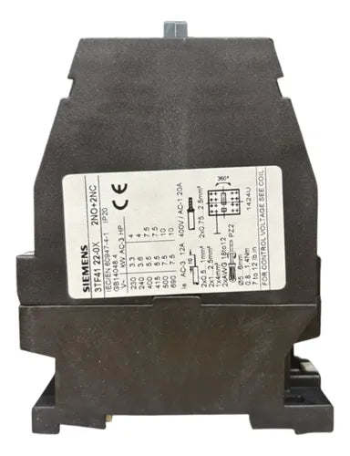 Contator 3tf4122-0xn1 Tripolar 5,5kw 2na + 2nf 220v Siemens 220v