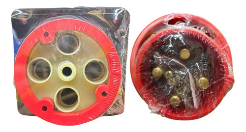 Kit Tomada A4646 + Plug A4676 125a 3p+t 380/440v Vm Steck Vermelho