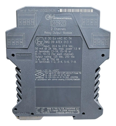 Módulo De Saída Por Relé Trilho Din 2 Canais D1092d Sil3 Gm 24vdc