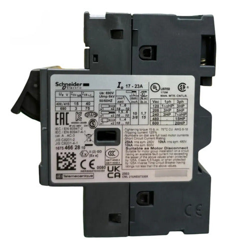 Disjuntor Motor Termomagnético 17-23a Gv2me21 Schneider 690v 50-60 Hz