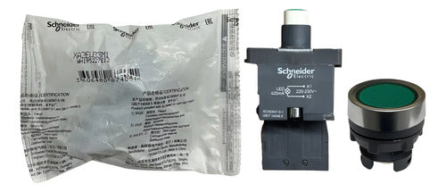 Kit Com 3: Botão Luminoso 1na 220/230vac Xa2ew33m1 Schneider Verde 220vca