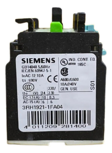 Bloco De Contato Auxiliar 4nf 3rh1921-1fa04 Siemens -