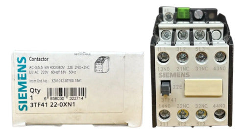 Contator 3tf4122-0xn1 Tripolar 5,5kw 2na + 2nf 220v Siemens 220v