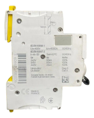 Disjuntor Acti9 Ic60n 2p Curva B 1a 440v A9f73201 Schneider