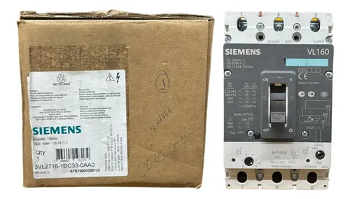 Disjuntor Tripolar 160a 3vl2716-1dc33-0aa0 Siemens