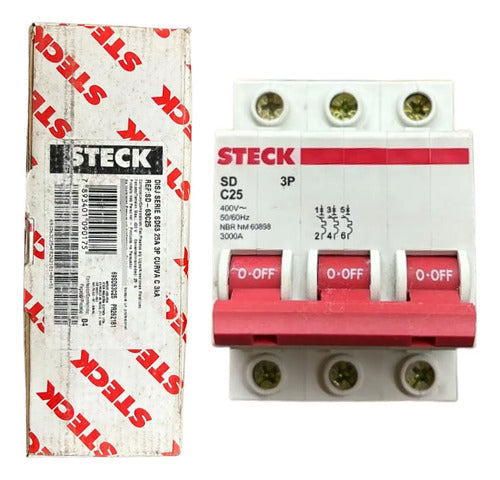 Kit Com 2: Disjuntor Tripolar Sd-63c25 25a Curva C Steck