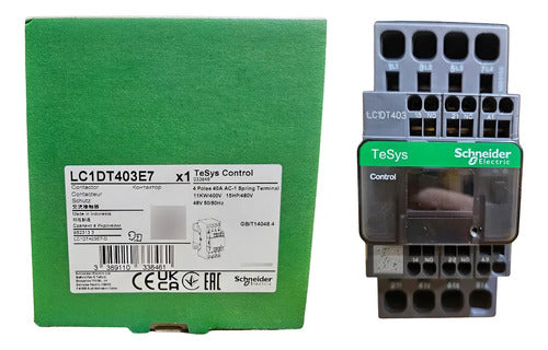 Contator 4p 40a 1na+1nf Mola 48vca Lc1dt403e7 Schneider 48 Vca