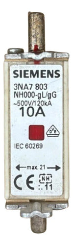 Kit Com 2: Fusível Nh000 Retardado 10a 500v 3na7803 Siemens 500v