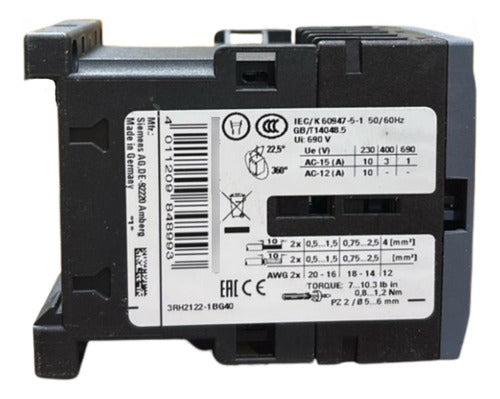 Contator 125v 10a 2na+2nf 3rh2122-1bg40 Siemens 125v