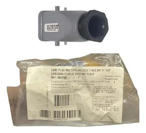 Carcaça Plug Multipolar 2 Reb 8p Sdcp08 Steck Cinza