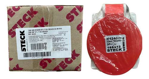 Kit Com 2 Peças: Tomada N4246 3p+t 32a 380/440v 6h Vm Steck Vermelho