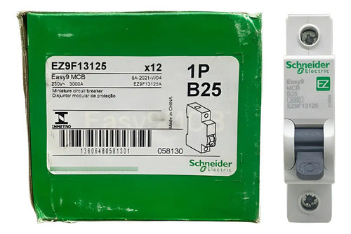 Kit Com 8: Disjuntor 1p 25a Curva B Ez9f13125 Schneider 230 V 50/60hz
