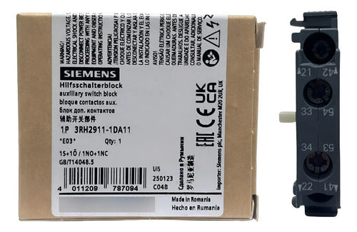 Bloco Contato Auxiliar Lateral 1na+1nf 3rh2911-1da11 Siemens