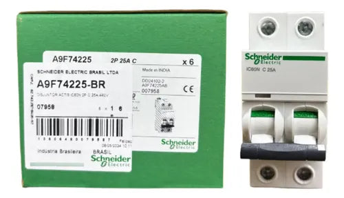 Disjuntor Acti9 Ic60n 2p 25a Curva C A9f74225 Schneider