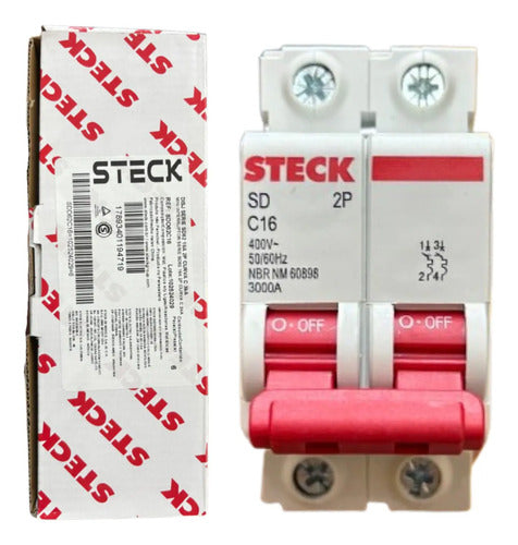 Kit Com 2 Peças: Disjuntor Sdd62c16 2p 16a Curva C 3ka Steck