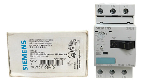 Disjuntor Motor 3rv1011-0ba10 0,14-0,2a Siemens - 50/60hz