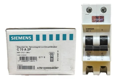 Disjuntor Bipolar 70a Curva C 5sx1270-7 Siemens