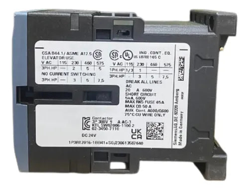 Contator Tripolar 9a 24vcc 1na 3rt2016-1bb41 Siemens 24vcc