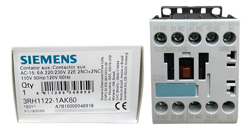Contator Auxiliar 3rh1122-1ak60 120v 2na+2nf Siemens 127v