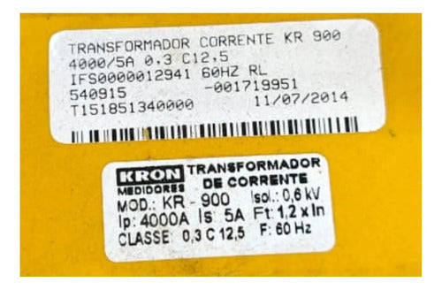 Transformador De Corrente Kr 900 4000/5a Classe 0,3 Kron Amarelo
