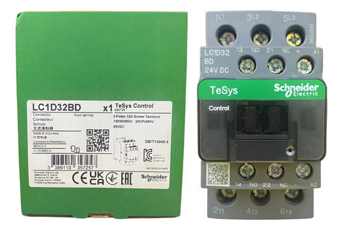 Contator Tripolar Tesys 32a 1na+1nf 24vcc Lc1d32bd Schneider 24v