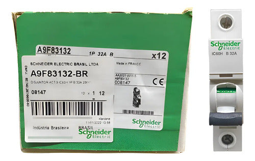 Disjuntor Acti9 Ic60h 1p Curva B 32a 230v A9f83132 Schneider