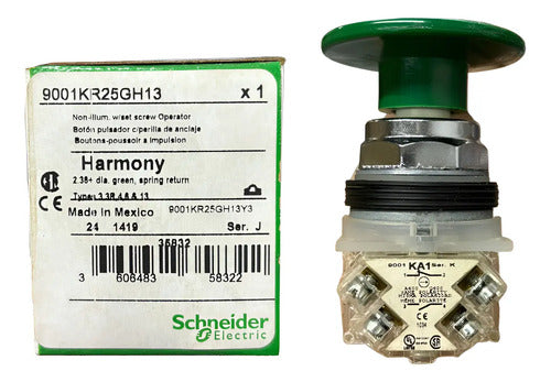 Botão 9001kr25gh13 Metálico 30mm 1naf Verde Schneider Verde