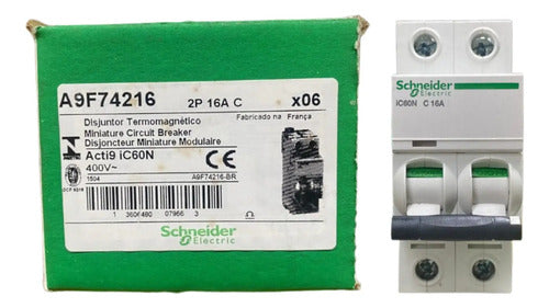 Disjuntor Acti9 Ic60n 2p 16a Curva C A9f74216 Schneider