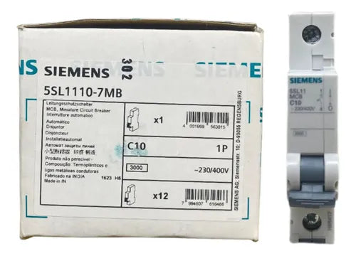Kit Com 6: Disjuntor 10a Curva C 1p 5sl1110-7mb Siemens
