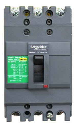 Disjuntor Tripolar 25a Ezc100h3025 Schneider 690vca 50 60 Hz