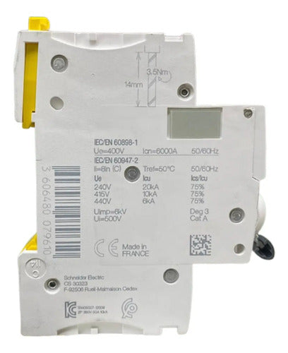 Disjuntor Acti9 Ic60n 2p Curva C 50a 440v A9f74250 Schneider