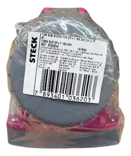 Tomada Sob Shock 2p+t 16a 24v 2h Ip67 S3002w Rosa Steck Rosa