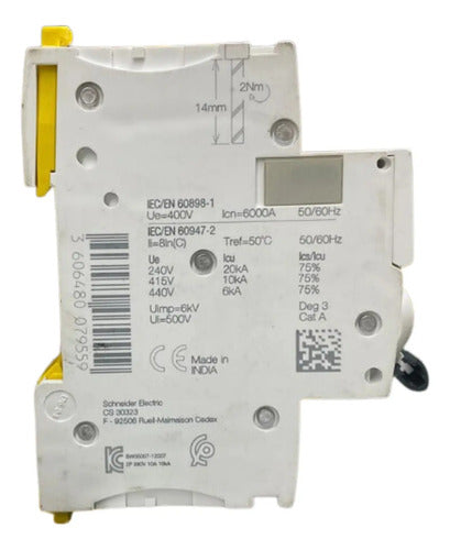 Disjuntor Acti9 Ic60n 2p 10a Curva C A9f74210 Schneider