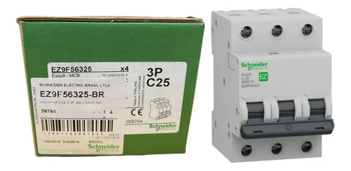 Disjuntor Easy9 3p 25a 6ka 400v Curva C Ez9f56325 Schneider