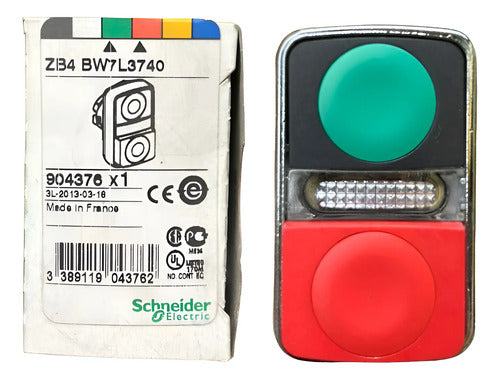 Cabeçote P Botão Duplo Luminoso Vd/ Vm Zb4bw7l3740 Schneider Metal Cromado -