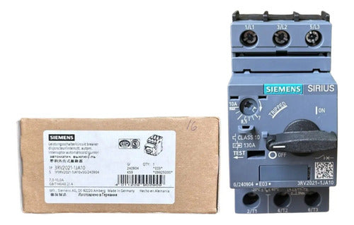Disjuntor Motor 3rv2021-1ja10 7,0-10,0a Siemens - 50/60hz