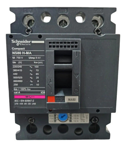 Disjuntor Tripolar Ns80h-ma80 80a 28100 Schneider